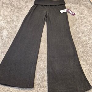 Weekend Academy Girls Charcoal Grey Flare Knit Pants Foldover Waist L 10-12 NWT